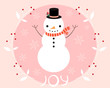 Christmas and New Year vector greeting card design with snowman