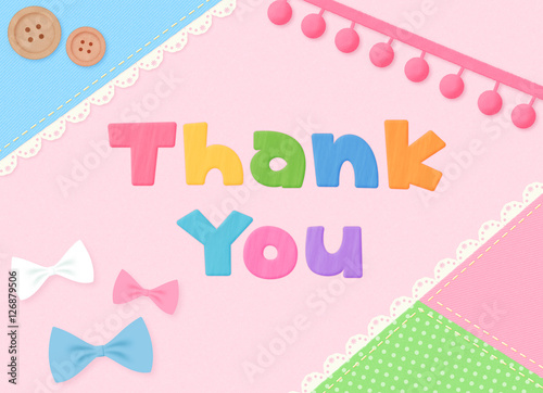 かわいいパッチワーク コラージュ風デザイン背景とthank Youロゴ Stock Illustration Adobe Stock