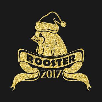 Vector element for New Year's design. Image of 2017 year of Red Rooster. Chinese calendar for the year of rooster.