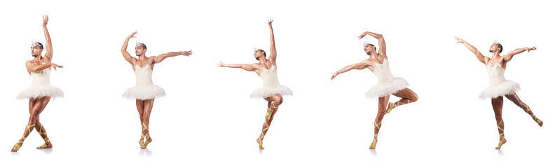 Wall Mural - Man in ballet tutu isolated on white