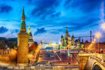 Wall Mural - Scenic view of the Red Square at dusk, Moscow, Russia