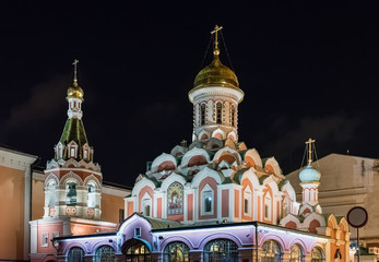 Wall Mural - Kazan Cathedral at night  in Red Square, Moscow, Russia