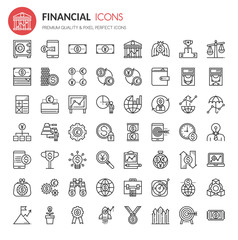 Wall Mural - Financial Icons , Thin Line and Pixel Perfect Icons