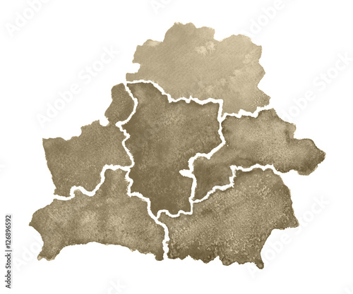 Fotografía Hand drawn watercolor map of Belarus