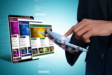 Wall Mural - business man showing web page