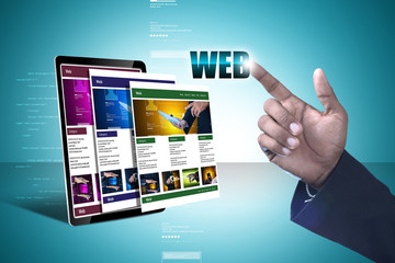 Wall Mural - business man showing web page