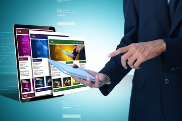 Wall Mural - business man showing web page