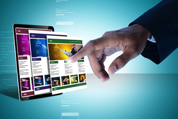 Wall Mural - business man showing web page