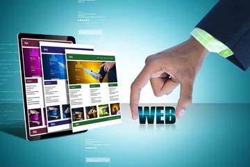 Wall Mural - business man showing web page