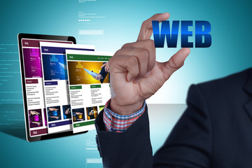 Wall Mural - business man showing web page
