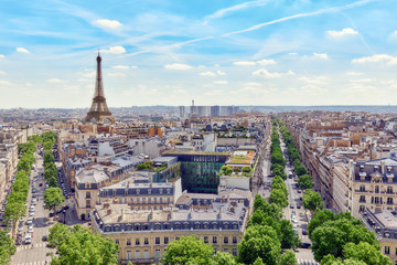 Wall Mural - Beautiful panoramic view of Paris from the roof of the Triumphal