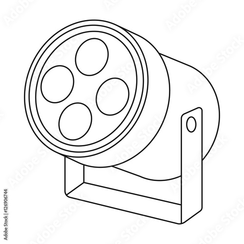 Spotlight icon in outline style isolated on white background. Theater ...