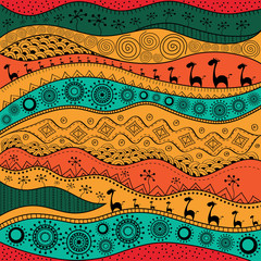 Wall Mural - African hand-drawn ethno pattern, tribal background. It can be used for wallpaper, web page and others.  Vector illustration.