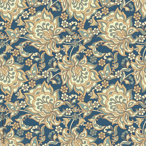 Tapeta ścienna na wymiar Ethnic Flowers Elegance Seamless Pattern. Vector Floral illustration in Vintage style