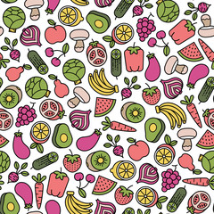 Foto zasłona wzór owoc warzywo wiśnia pieprz