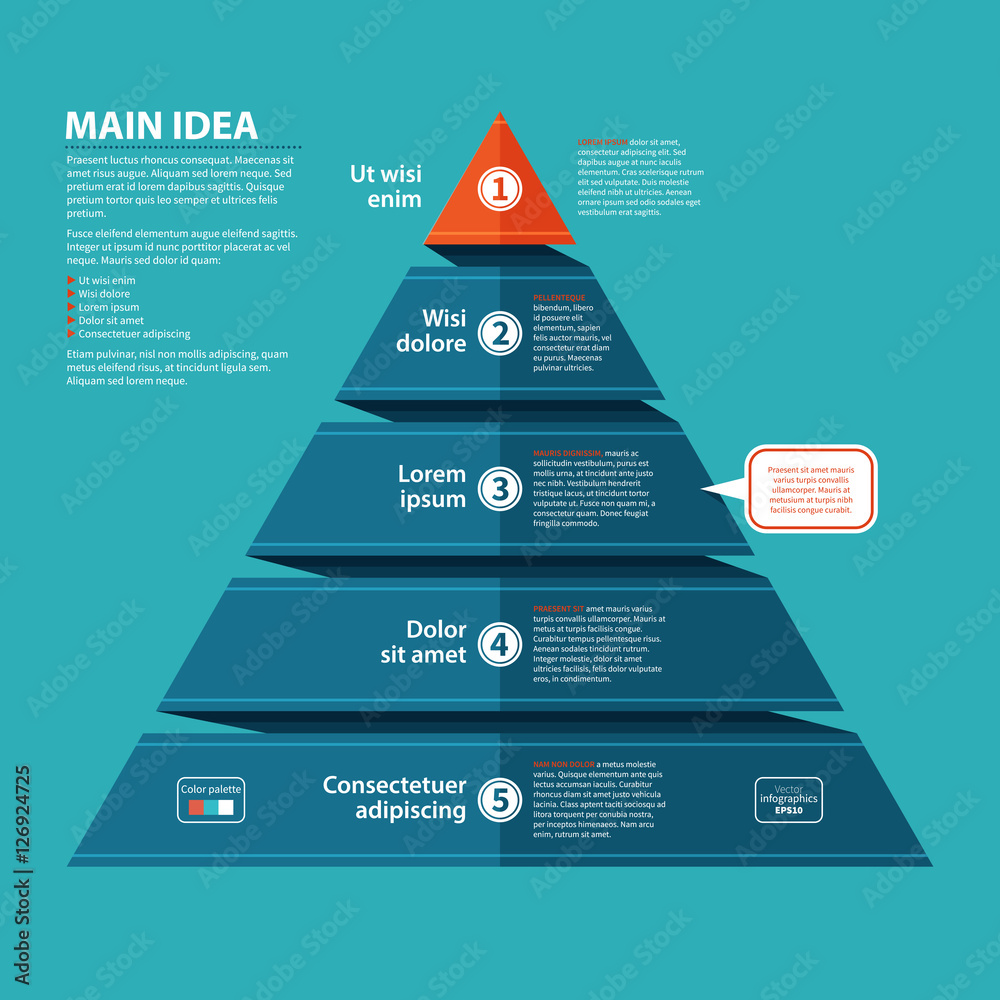 Layered pyramid chart diagram in flat style. Useful for presentations ...