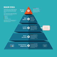 layered pyramid chart diagram in flat style. useful for presentations and advertising.
