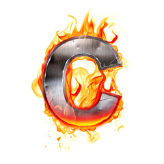 Wall Mural - Metallic letter on fire