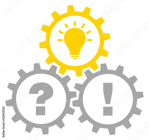 Triangle Gears Question Idea Answer Grey Yellow Outline Buy This Stock Vector And Explore Similar Vectors At Adobe Stock Adobe Stock