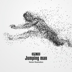 Wall Mural - Jumping Man, particle divergent composition, vector illustration.