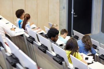 international students at university lecture hall