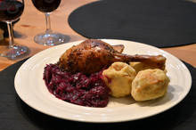 Roasted Goose With Cabbage And Dumpling On The Table Photography