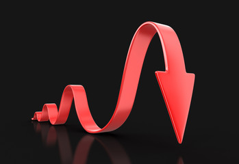 Poster - 3d arrow downwards. Image with clipping path