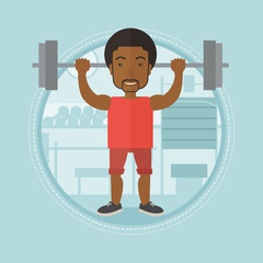 Poster - Man lifting barbell in the gym vector illustration