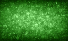 Green Bokeh Background, White Christmas Lights Blurred On Green Background, Green Glitter Or Sparkle Background Design For The Holiday