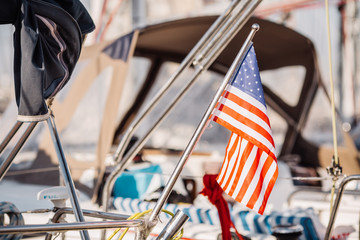 American flag on the boat