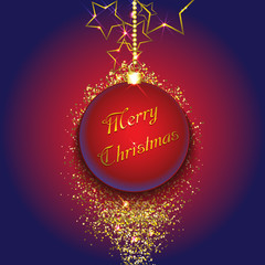 Wall Mural - Christmas bauble on a gold glittery background