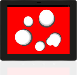Poster - speech bubble on black tablet pc social, network concept