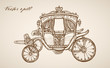 Engraving hand vector carriage Pencil Sketch transport