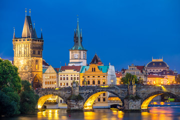 Wall Mural - River Vltava at Dusk Prague Czech Republic