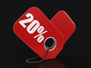 Aufkleber - Label 20%. Image with clipping path

