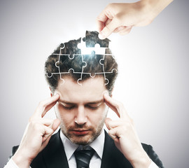 Aufkleber - Business challenge and solution concept