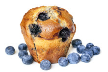 Blueberry Muffin Isolated On White