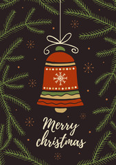 Wall Mural - christmas card. christmas bell. hand drawn christmas and new year vector elements. this illustration