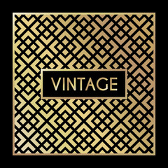 Wall Mural - Golden vintage pattern on black background