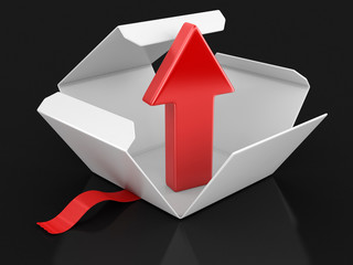 Poster - Open package with arrow up. Image with clipping path