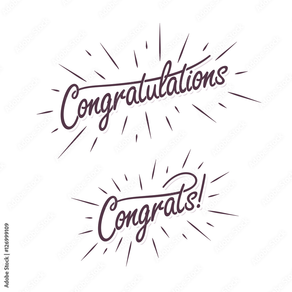 Congratulations. Hand lettering. Vector handwritten typography. Stock ...