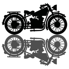 Wall Mural - Hand drawn black silhouette of a vintage motorcycle