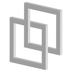 Aufkleber - 3d interlocking squares icon - Connected intersecting square fra