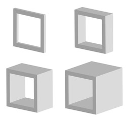 Poster - Set of 3d square model icons with different depths