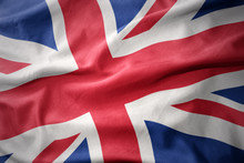 Waving Colorful Flag Of Great Britain.