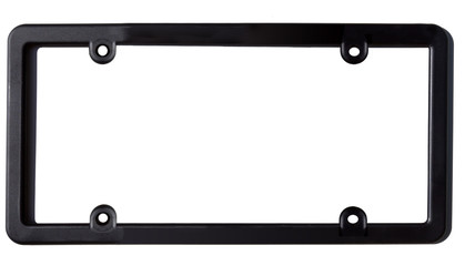 Wall Mural - Empty black plastic license plate frame. Copy space. Horizontal.