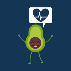 Wall Mural - cartoon heartrate avocado fruit vector illustration eps 10