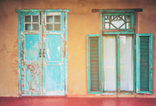 Vintage Style Old Aged House Door And Window