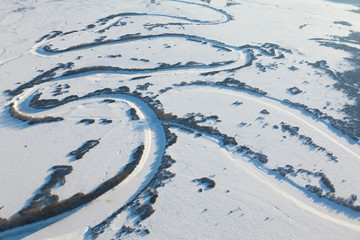 Wall Mural - Zigzags of winter river