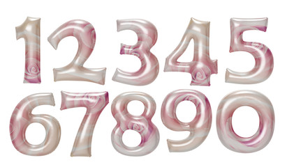 Fototapete - Pink rose pattern on number foil balloon set with clipping path